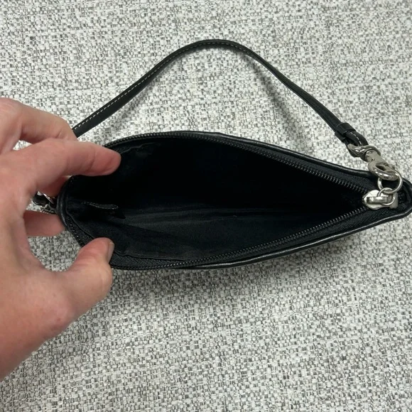 Coach Signature Black and Tan Wristlet - Picture 3 of 4